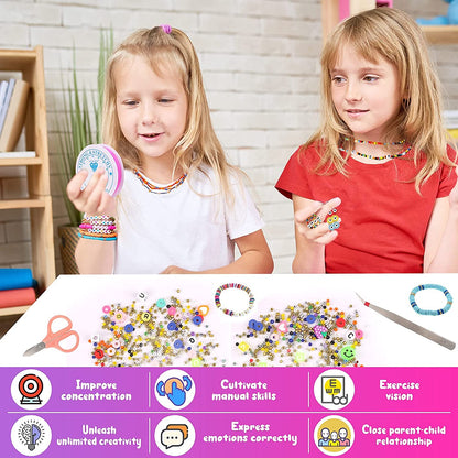 Tiokkss 25000 Pcs Glass Beads Clay Beads for Jewelry Making Kit, Bracelet Making Kit with Smiley Face Bead Letter Beads Charms Pendants, Bead Supplies Art Craft Set for Girl Kids DIY Handmade Gift